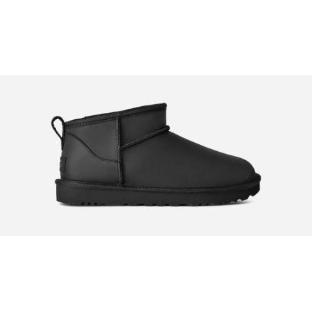 UGG® Classic Ultra Mini-laars van leer in Black, Maat 36, Leder