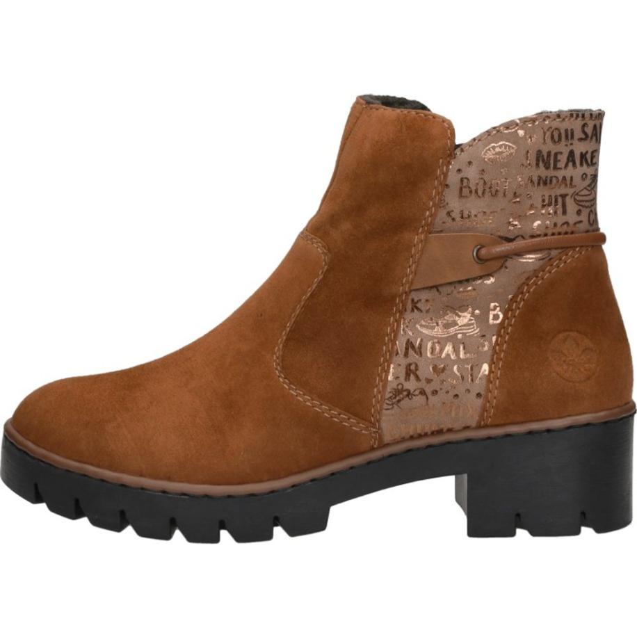 Rieker - Enkellaarsjes Plat Bruin