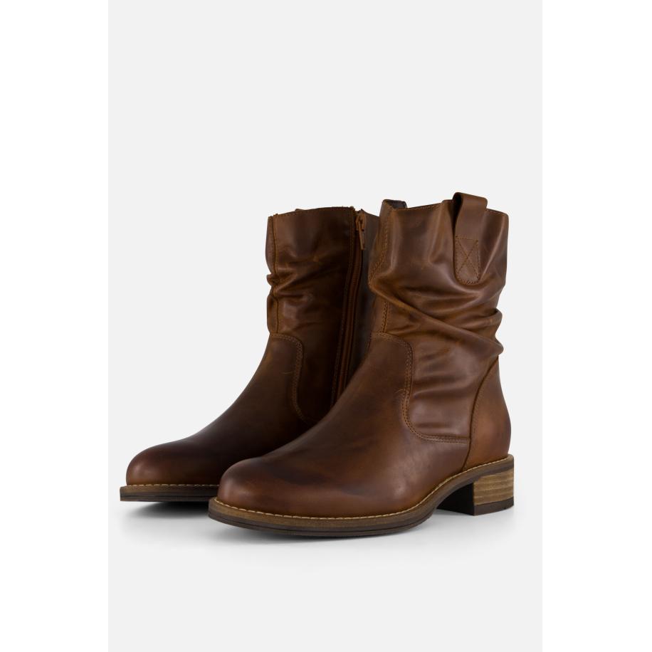 Cellini Plooi Enkellaarsjes cognac Leer Bruin