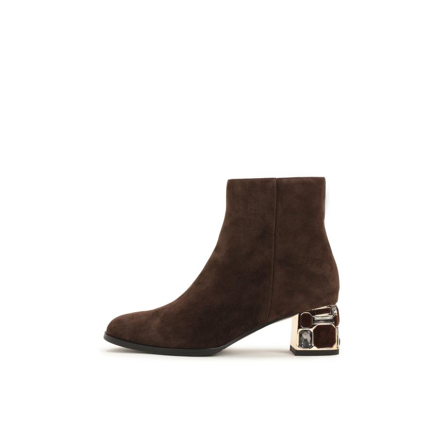 Kazar Kazar Enkellaarsje donkerbruin / goud -