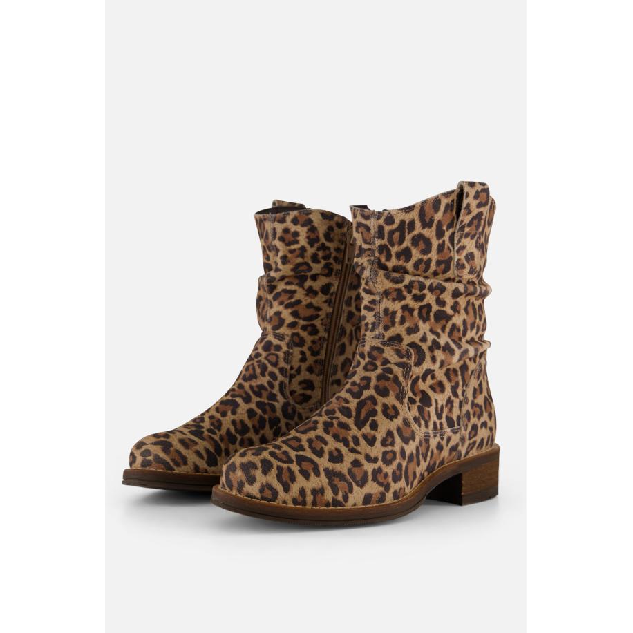 Cellini Leopard Plooi Enkellaarsjes bruin Leer Bruin