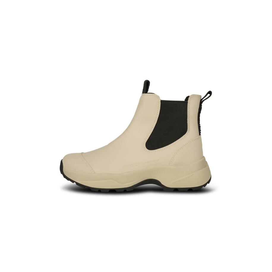 Woden WODEN Chelsea boots Siri beige / zwart -