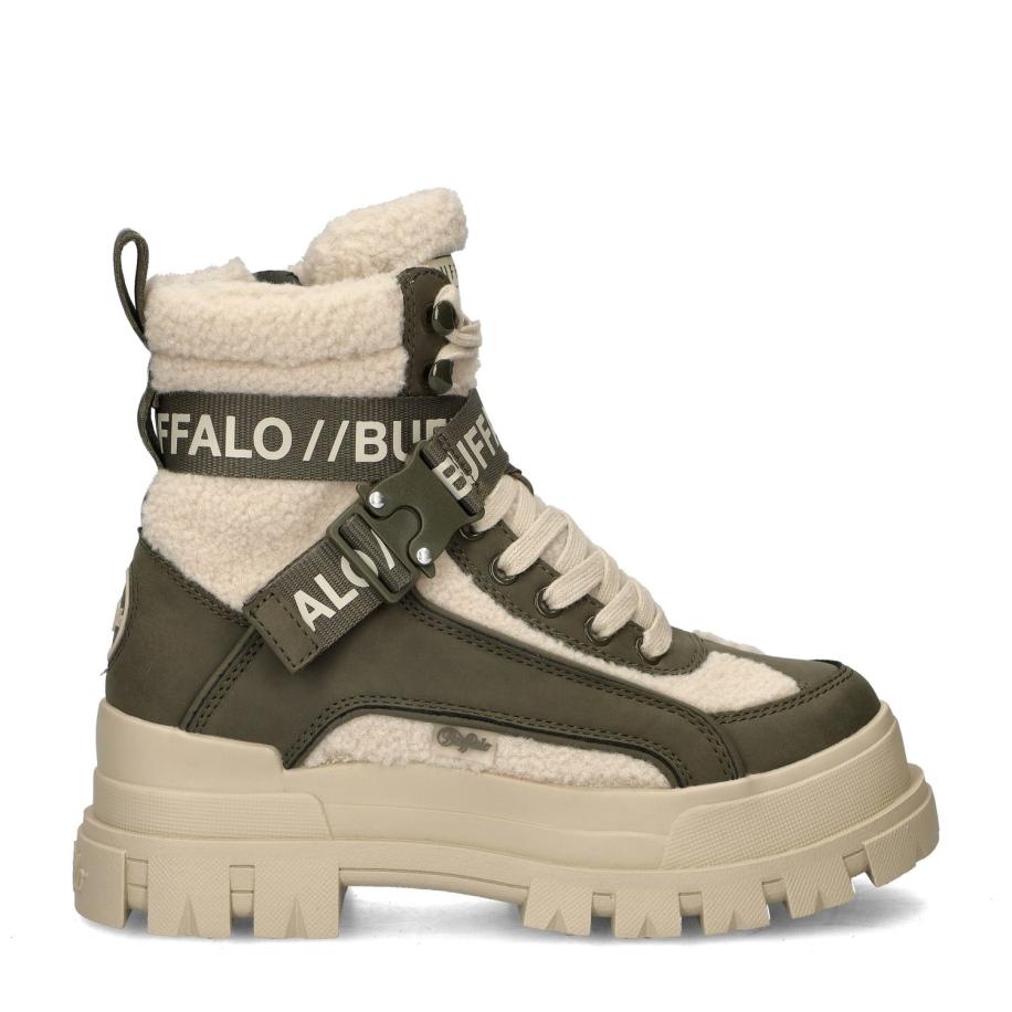 Buffalo Aspha Combat Mid Warm veterboots Groen 452828 Groen