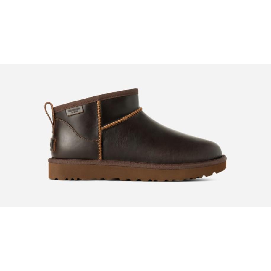 UGG® Classic Ultra Mini Leather Regenerate-laars in Ironwood, Maat 38, Leder -