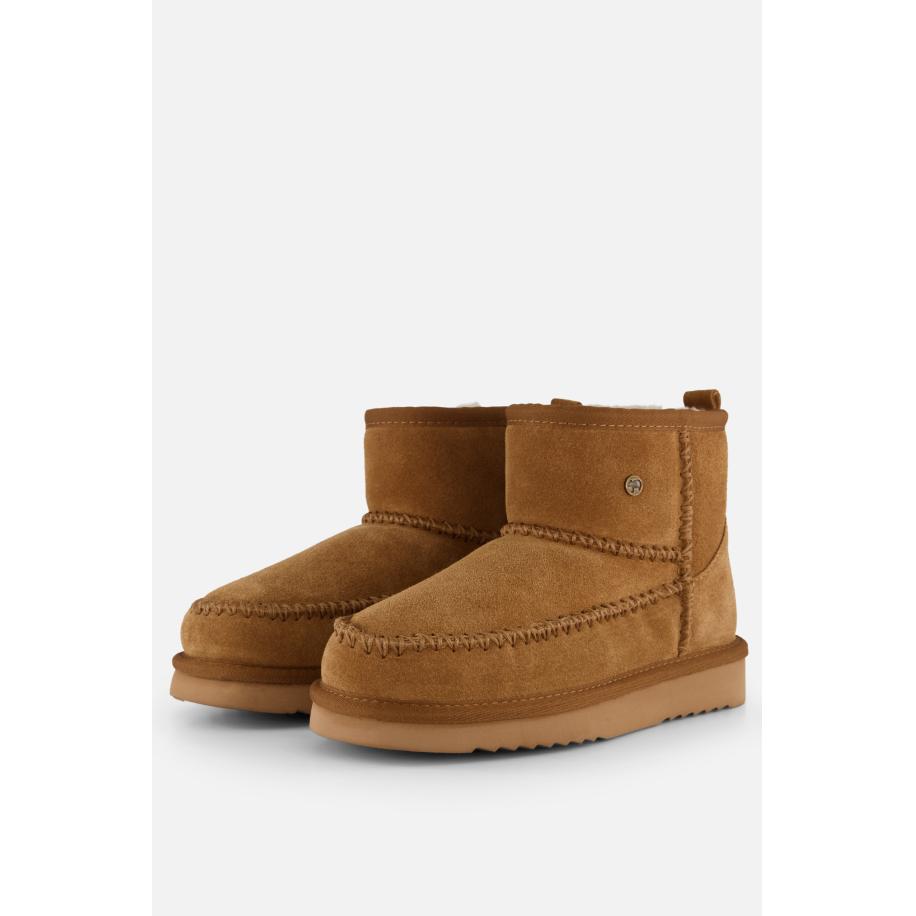 Warmbat Wallaby Stitch Winterboots cognac Suede Bruin