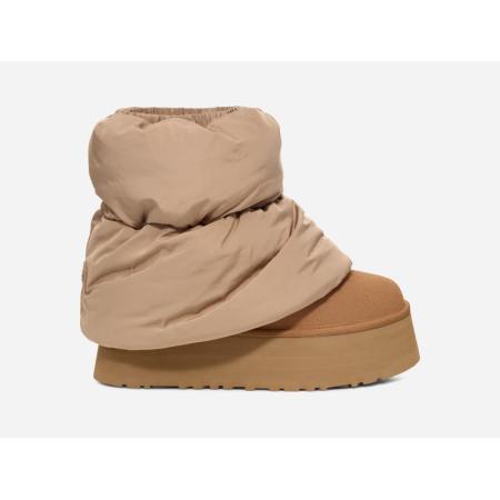 UGG® Classic Mini Dipper Puffer-laars in Beige, Maat 38, Textiel/Suede