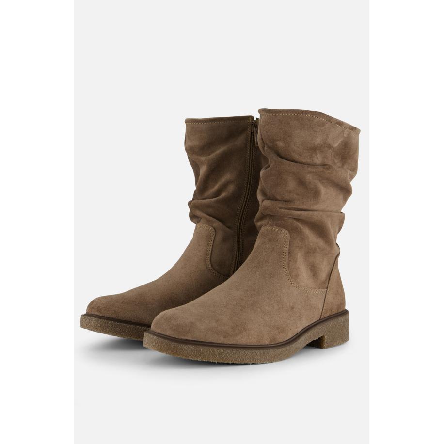 Feyn Giulia Plooi Enkellaarsjes taupe Suede Bruin
