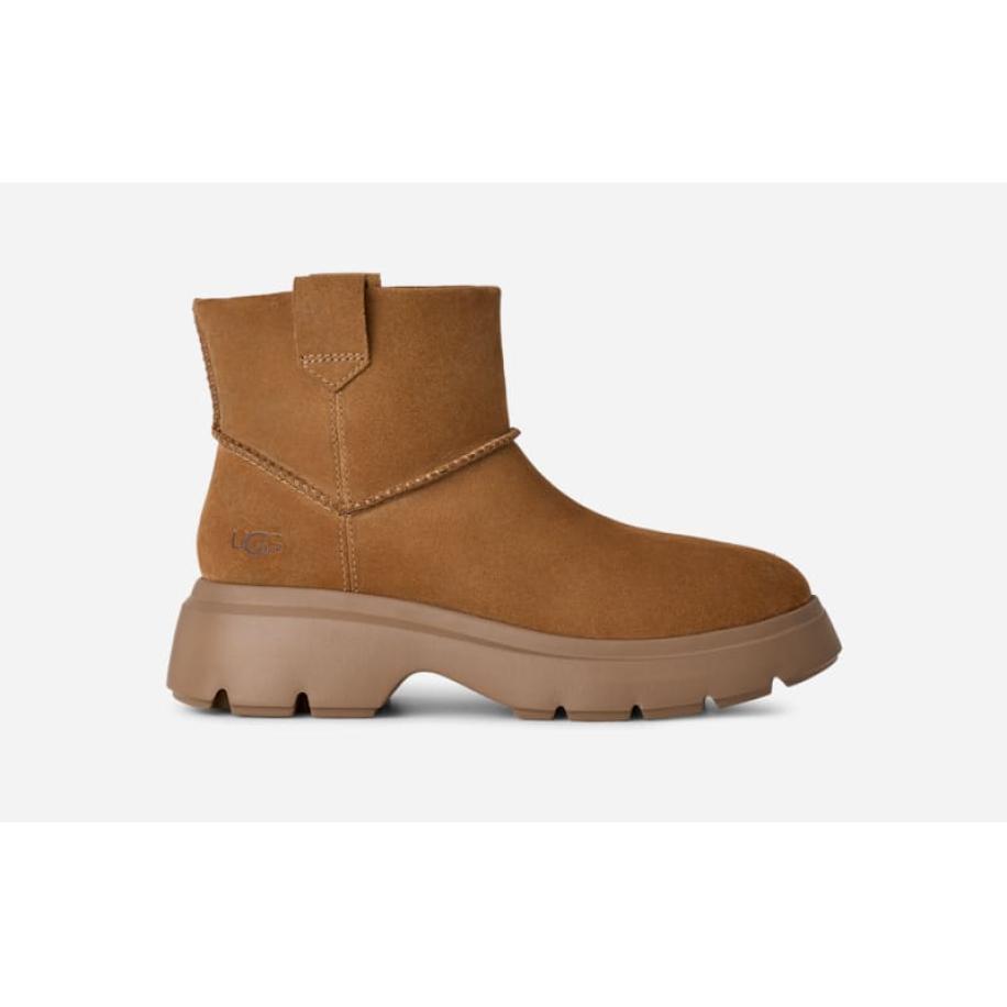 UGG® Classic Calimuze Mini Pull On Boot in Brown, Maat 36, Suede Rood