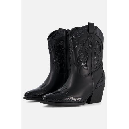 Ann Rocks Cowboylaarzen zwart Pu