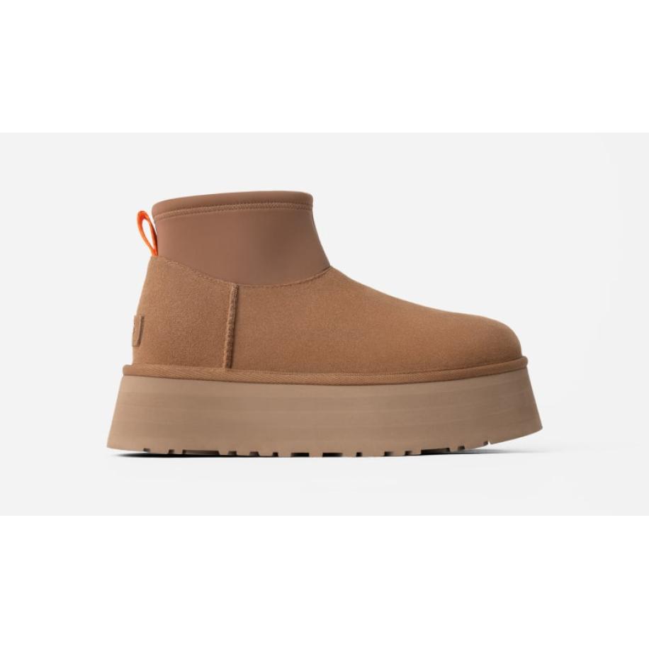 UGG® Classic Mini Dipper-laars voor dames in Brown, Maat 38, Suede/Neoprene/Recycled Materials -