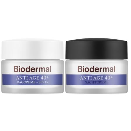 Combiset Biodermal Anti Age 40+ Gezichtsverzorgingsroutine - Dag- en Nachtcrème - 2 stuks