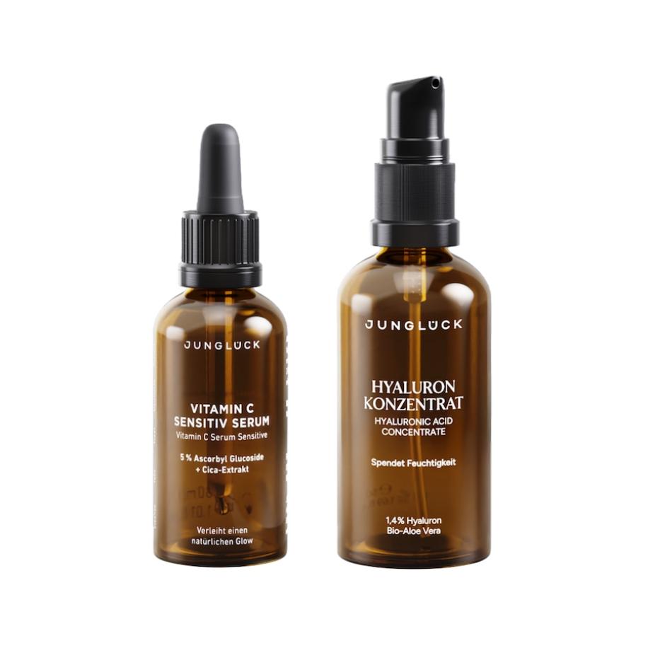 Junglück Stralend mooie combi - Hyaluron Concentraat Vitamine C Sensitief Serum Cadeauset