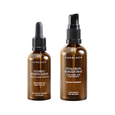 Junglück Stralend mooie combi - Hyaluron Concentraat Vitamine C Sensitief Serum Cadeauset