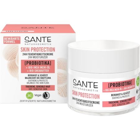 Sante Naturkosmetik Vochtinbrenger Skin Protection 24h vochtinbrengende crème met probiotica, organische Inca Inchi olie & shea boter Gezichtsverzorging Dames 50 ml