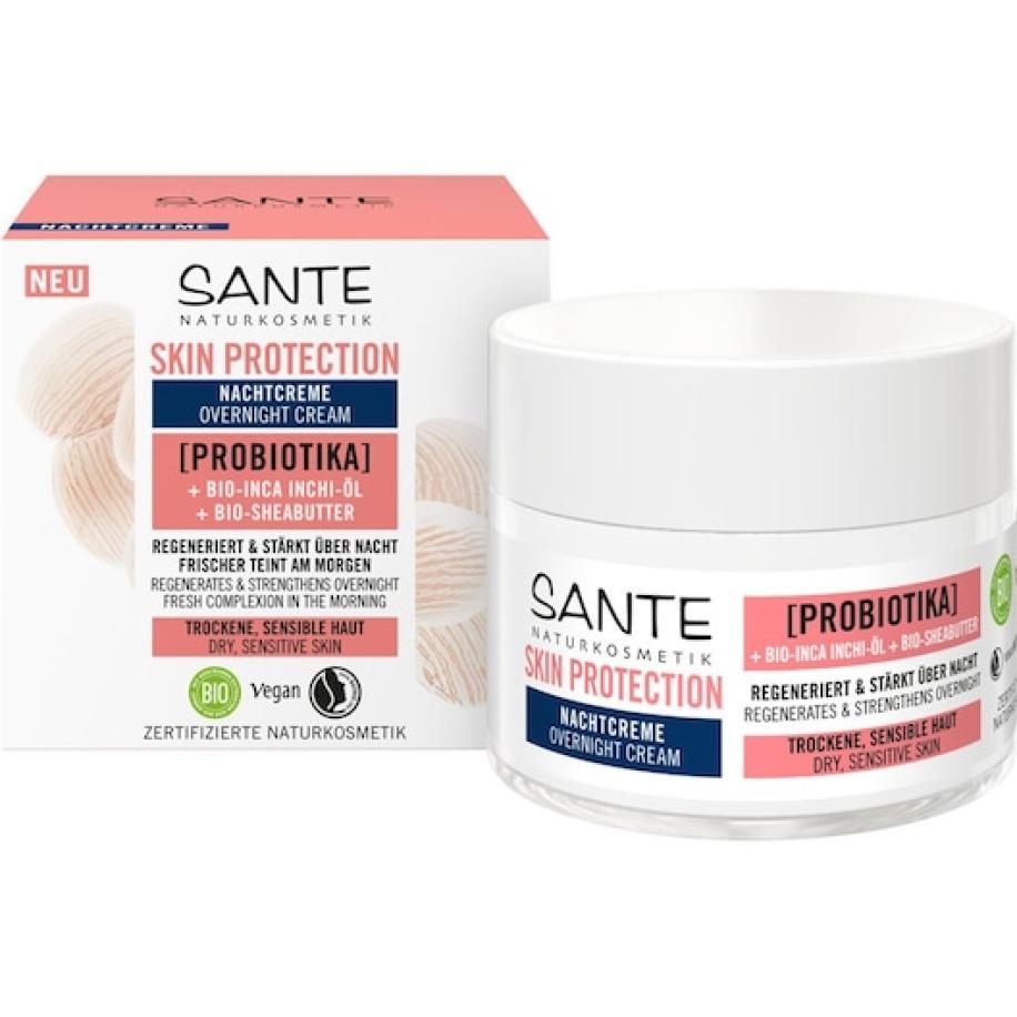 Sante Naturkosmetik Dag- & nachtverzorging Huidbeschermende Nachtcrème met Probiotica, Biologische Inca Inchi Olie Shea Butter Gezichtscrème Dames 50 ml