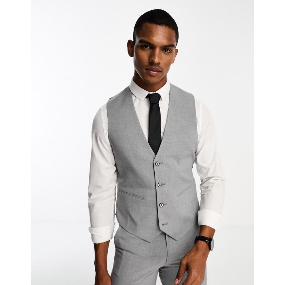 ASOS DESIGN - Smal gilet in grijs Grijs