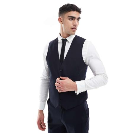 ASOS DESIGN - Smal gilet in marineblauw