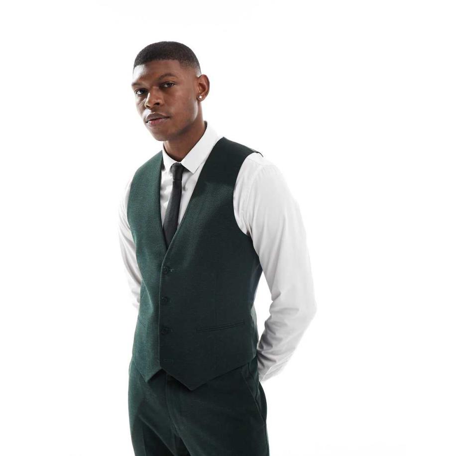 ASOS DESIGN Wedding - Skinny gilet in groen Groen