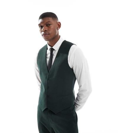 ASOS DESIGN Wedding - Skinny gilet in groen