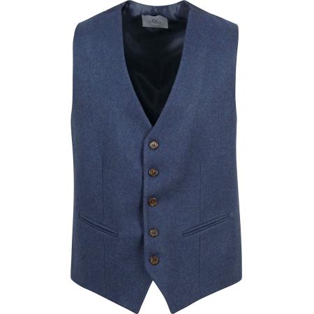 Suitable Gilet Tweed Mid Blauw