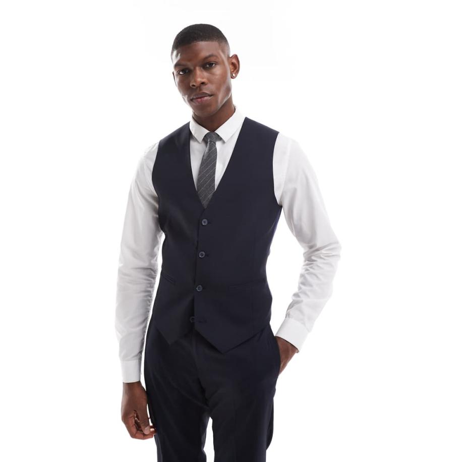 ASOS DESIGN - Skinny gilet in marineblauw Blauw