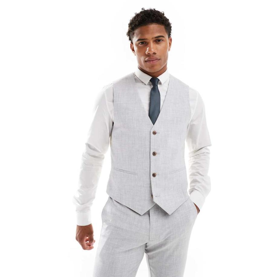 ASOS DESIGN - Skinny gilet met getextureerde crosshatch in grijs Grijs