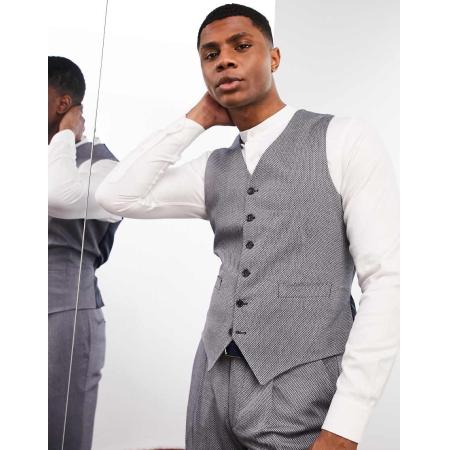 Noak - Skinny gilet van premium stof met microtextuur en stretch in blauw