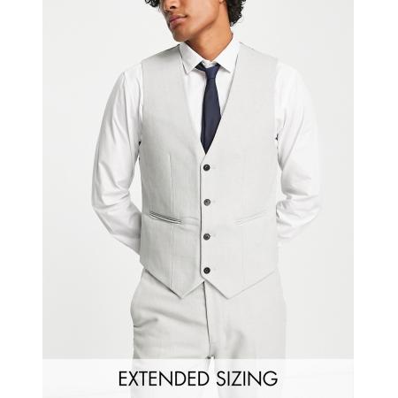 ASOS DESIGN - Skinny gilet van wolmix in saliegroen met mandensteektextuur in ijs grijs