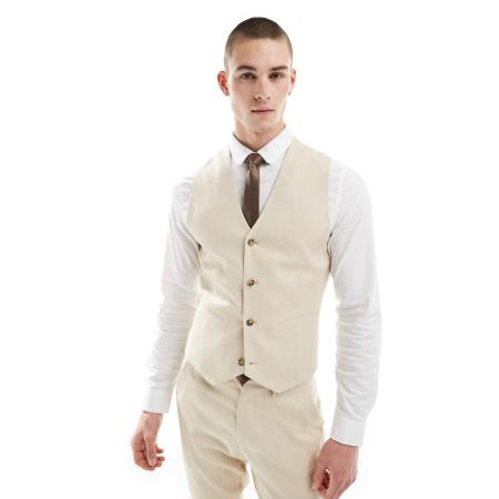 ASOS DESIGN - Kiezelkleurig skinny kostuum voor bruiloft-Wit