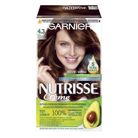 Garnier Nutrisse Crème Permanente Haarverf 4.3 Goud Middenbruin