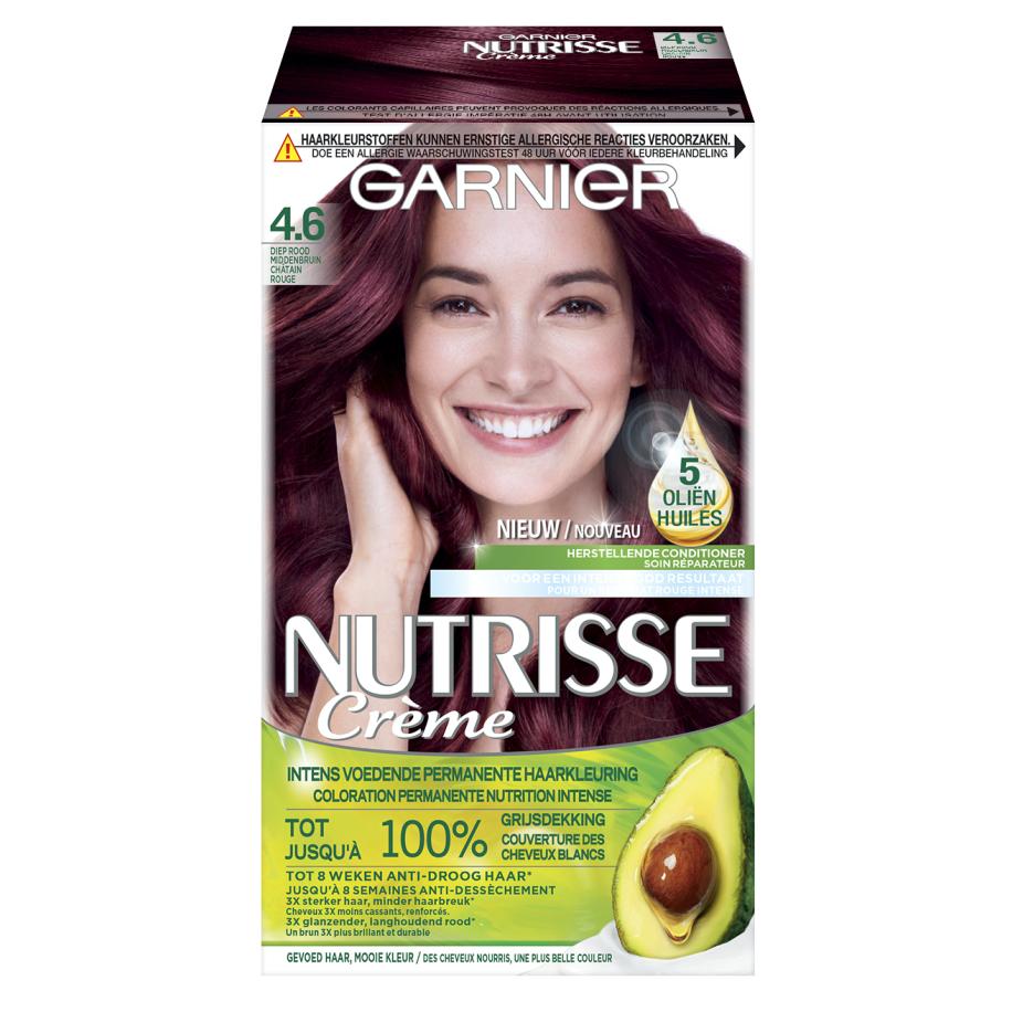 Garnier Nutrisse Crème Permanente Haarverf 4.6 Diep Rood Middenbruin