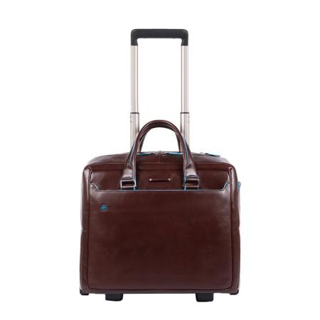 Piquadro Black Square Briefcase with wheels brown Zakelijke koffer