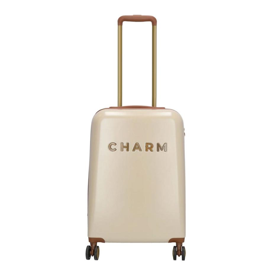 Charm London Travel Trolley S beige Harde Koffer Bruin