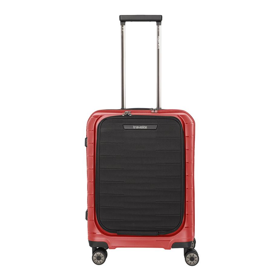 Travelite Mooby 4w Trolley S Frontpocket red Rood