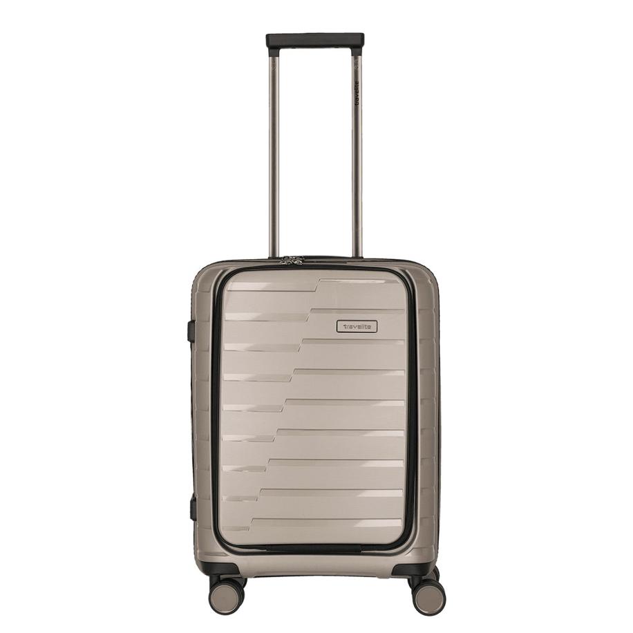 Travelite Air Base 4 Wiel Trolley S Front-Pocket champagne metallic Goud