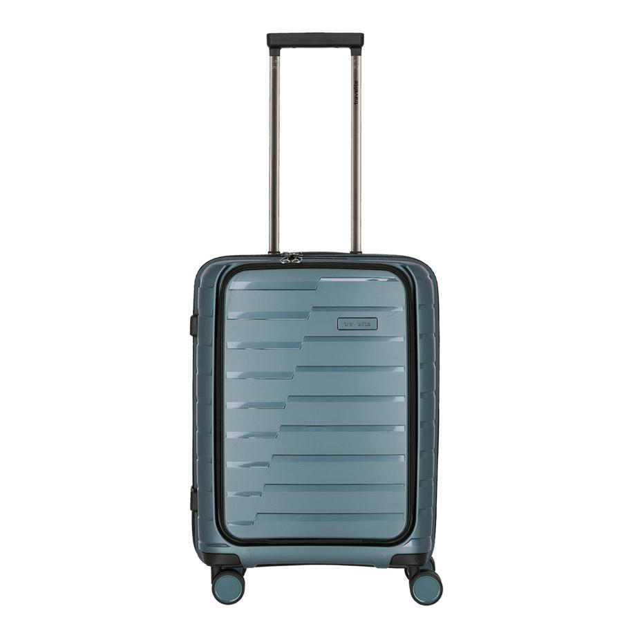Travelite Air Base 4 Wiel Trolley S Front-Pocket ice blue Harde Koffer Blauw