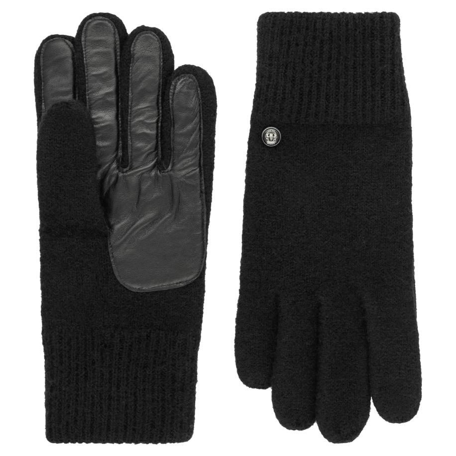 Roeckl Roeckl Vingerhandschoenen KLASSISCHER WALKHANDSCHUH MIT LEDERINNENHAND zwart -