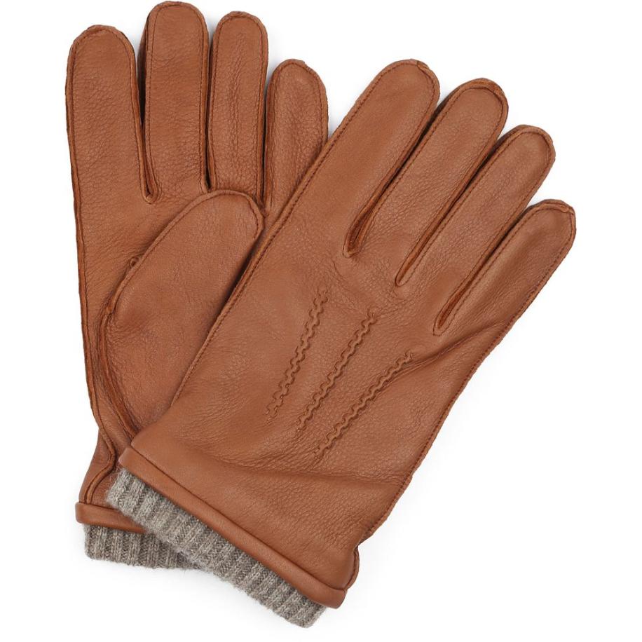 Suitable Handschoen Leer Camel Bruin