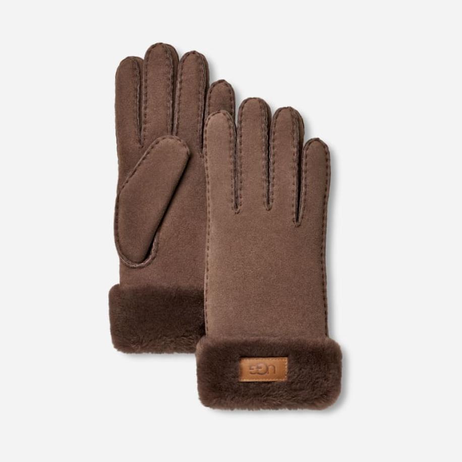 UGG® Turn Cuff-handschoen voor dames in Allspice, Maat M, Shearling Bruin