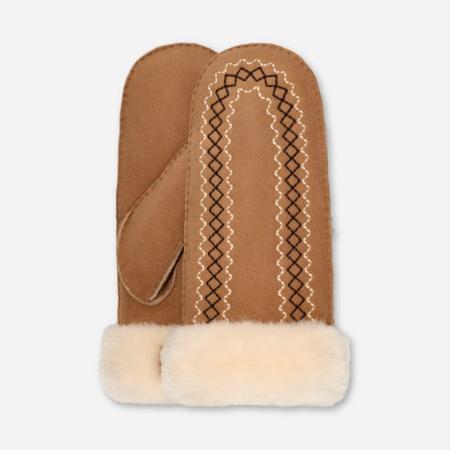 UGG® Atherson Embroidered-want in Brown, Maat L/XL, Shearling