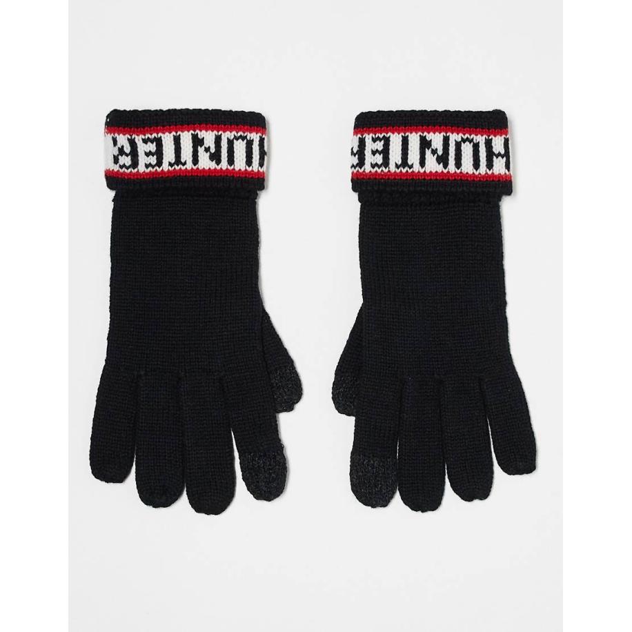 Hunter Uniseks handschoenen met logo in zwart Zwart