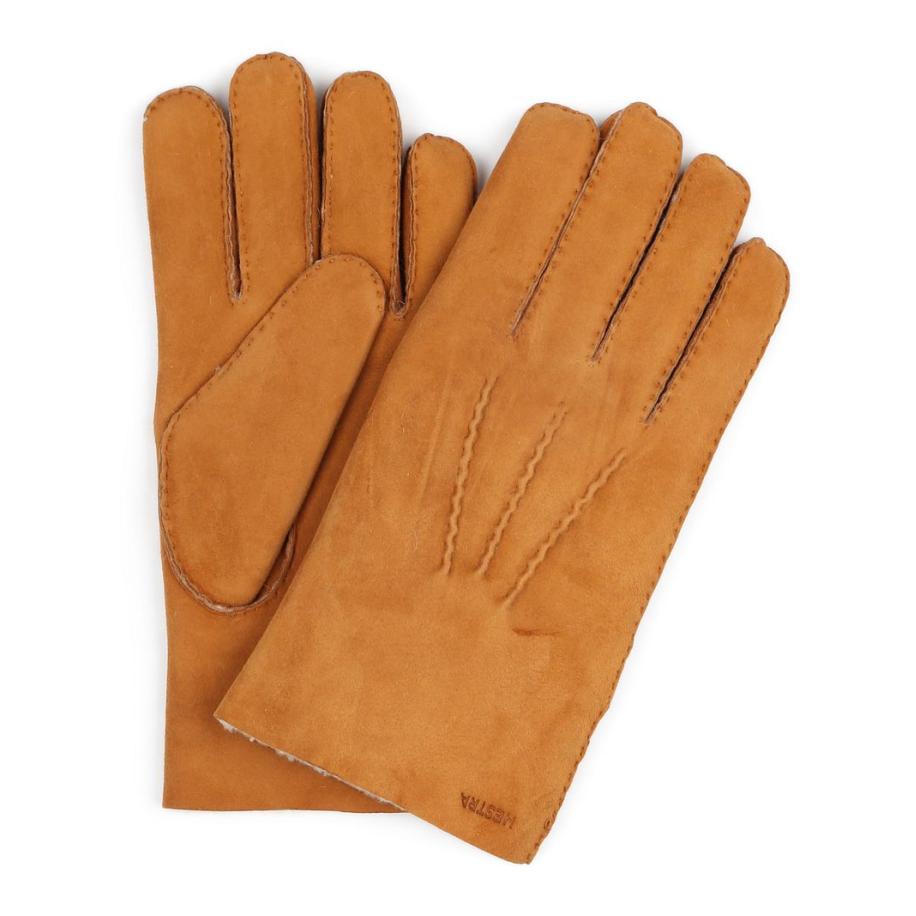 Hestra Handschoen Bernard Cork Suede Cognac Bruin