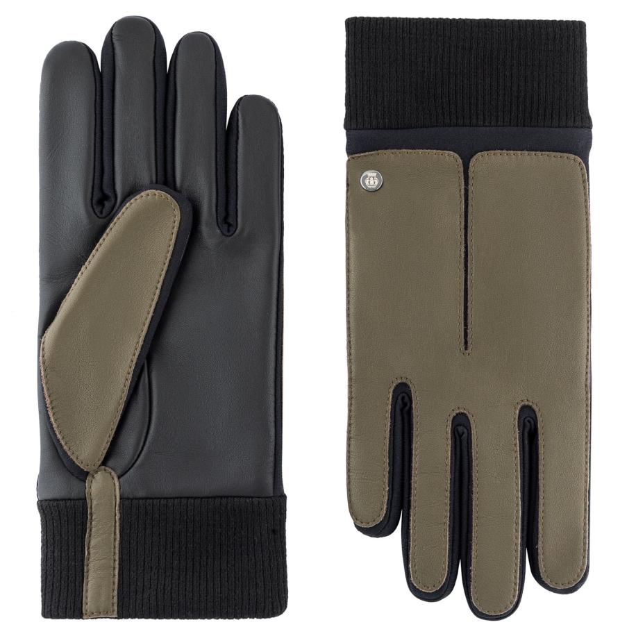 Roeckl Roeckl Vingerhandschoenen KOPENHAGEN TOUCH olijfgroen / donkergroen / zwart -