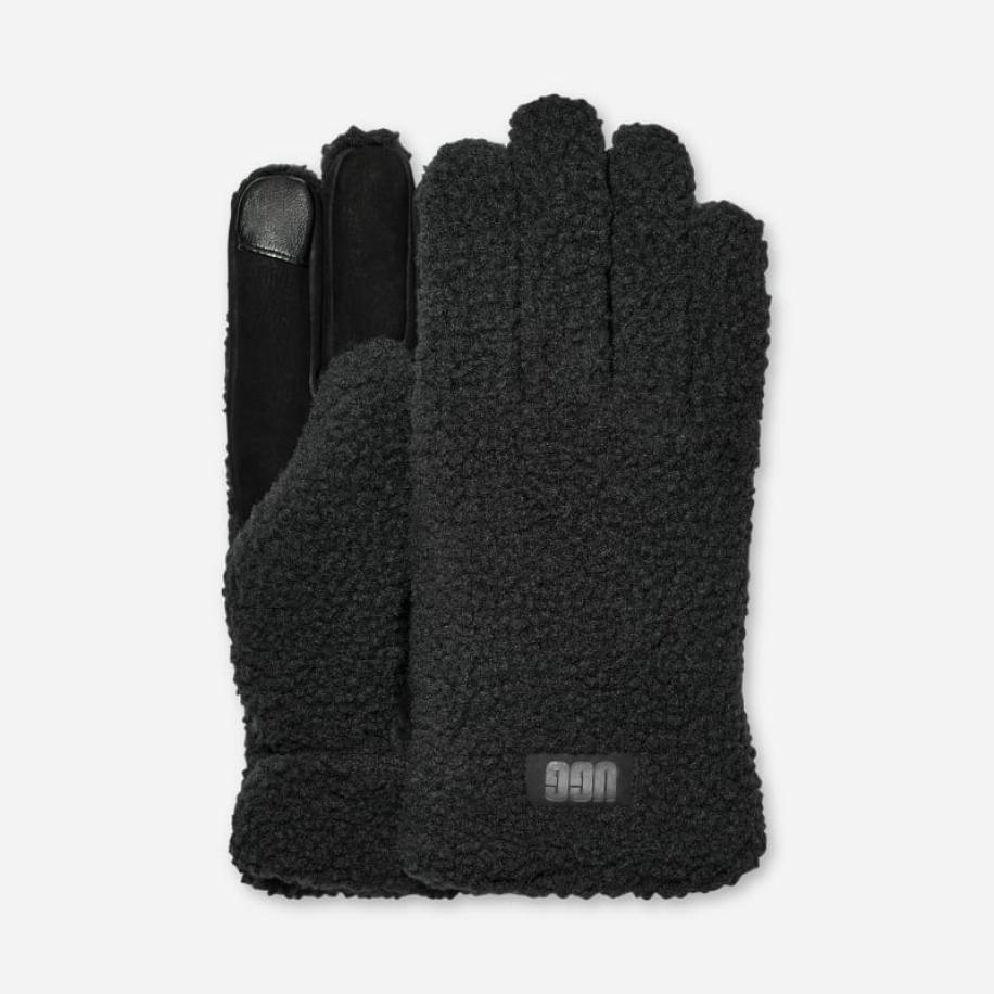 UGG®fluff-handschoen in Black, Maat L, Fleece Zwart