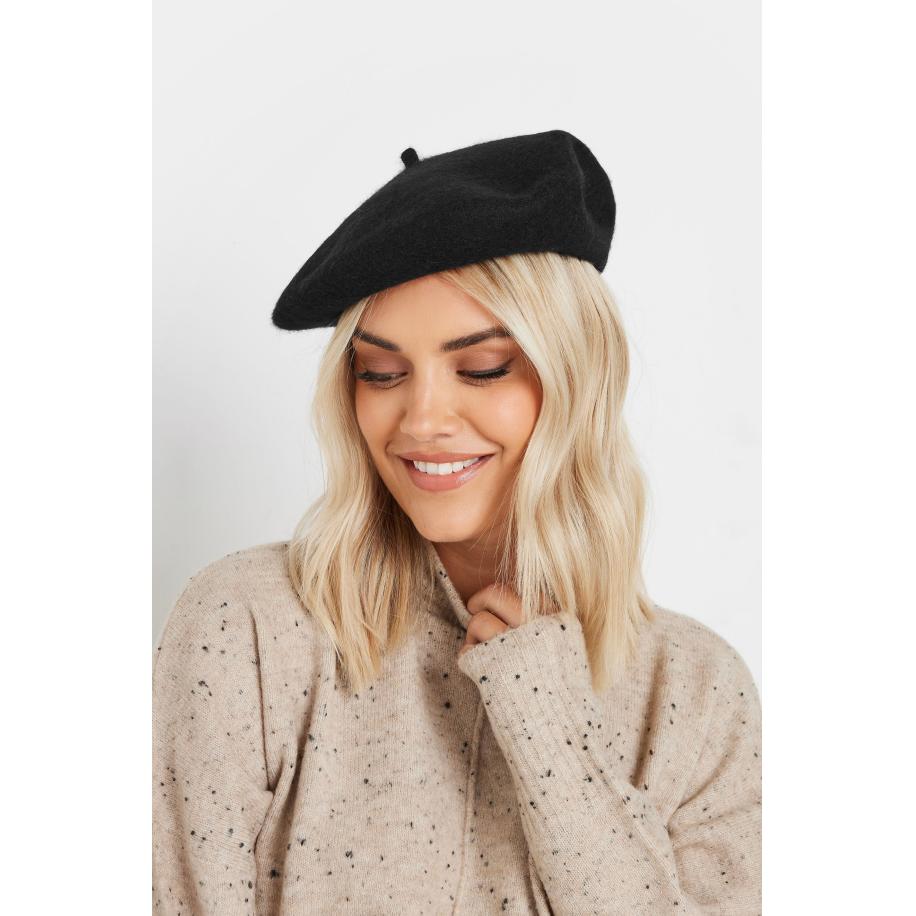 Yours Zwarte Vilten Baretsize One Size Zwart