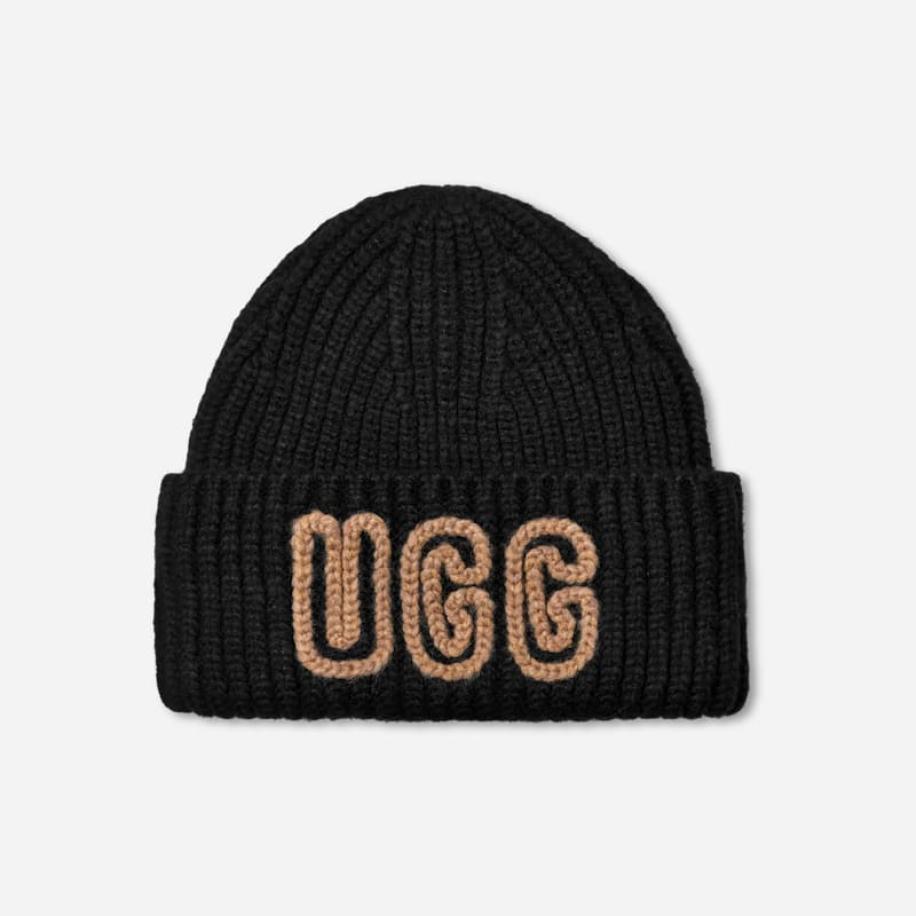 UGG® Chunky Crafted Rib-muts in Black, Acrylmix Zwart