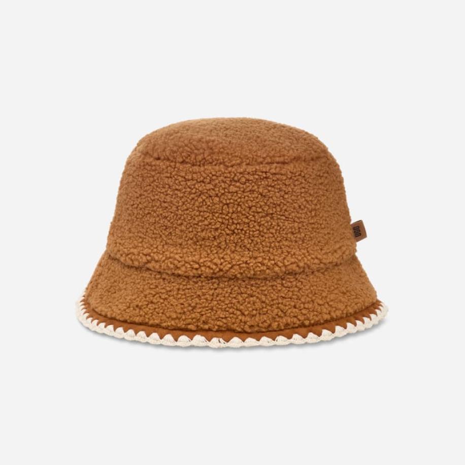 UGG®fluff Scalloped-hoed in Brown, Maat L/XL, Fleece Rood