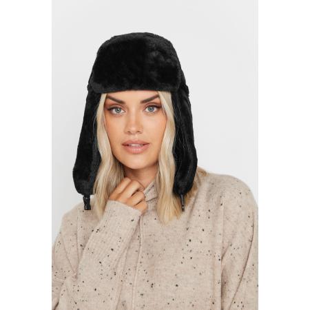 Yours Zwarte Imitatiebont Clip Trapper Hoedsize One Size