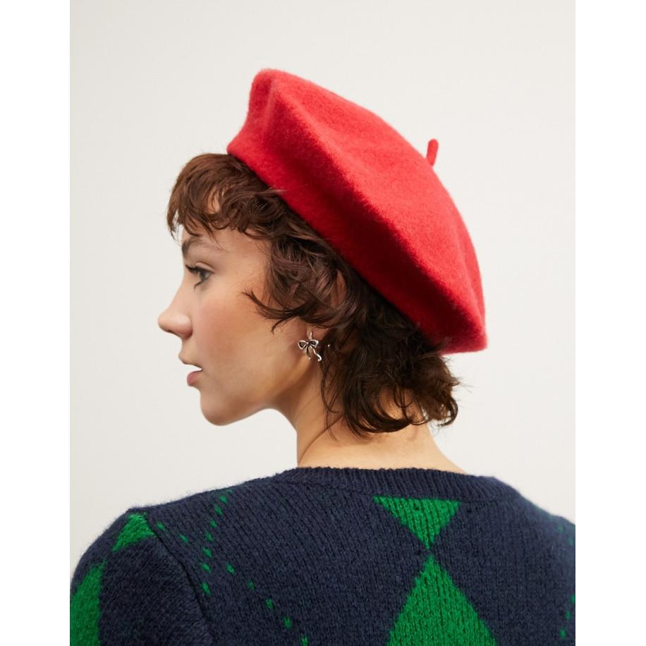 ASOS DESIGN Wollen baret met verbeterde pasvorm in rood Rood