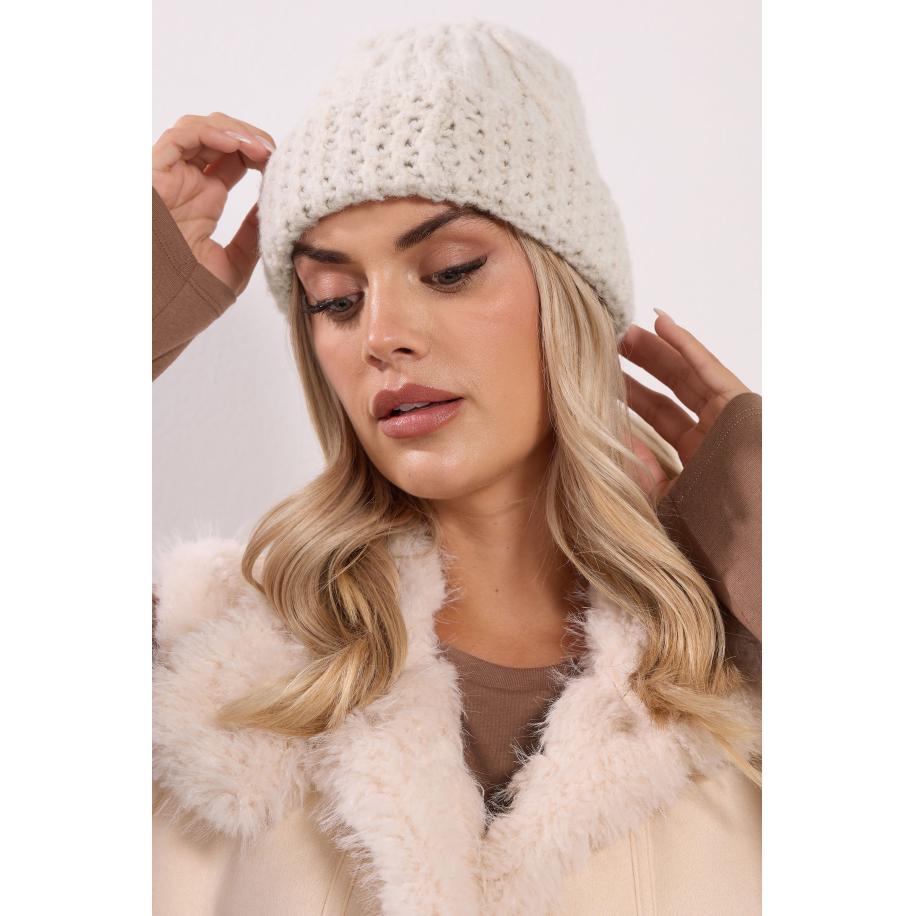 Yours Natural Brown Cable Knit Beanie Hat Size One Size Bruin